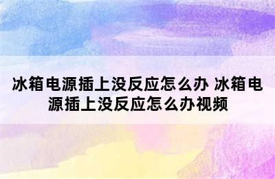 冰箱电源插上没反应怎么办 冰箱电源插上没反应怎么办视频